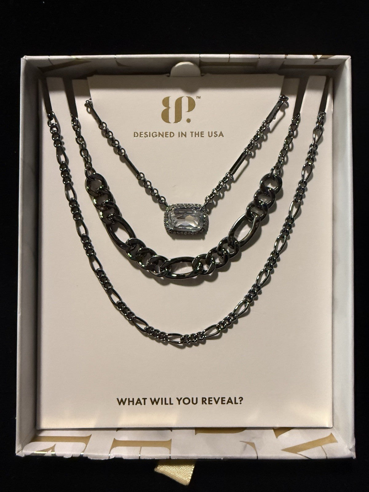 Luxe Layers Necklace By Bomb Party Summer 2025 Black/Graphite Color