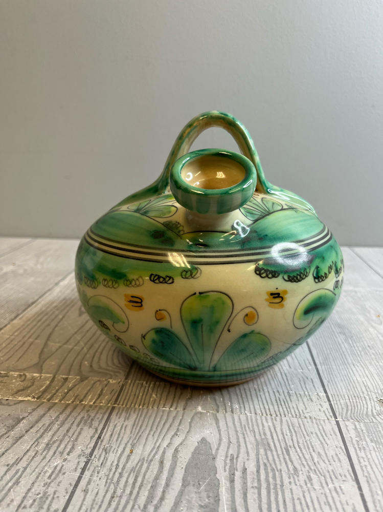 Botijo Water Cooling Container Spain Traditional Clay Pottery Blues and Greens