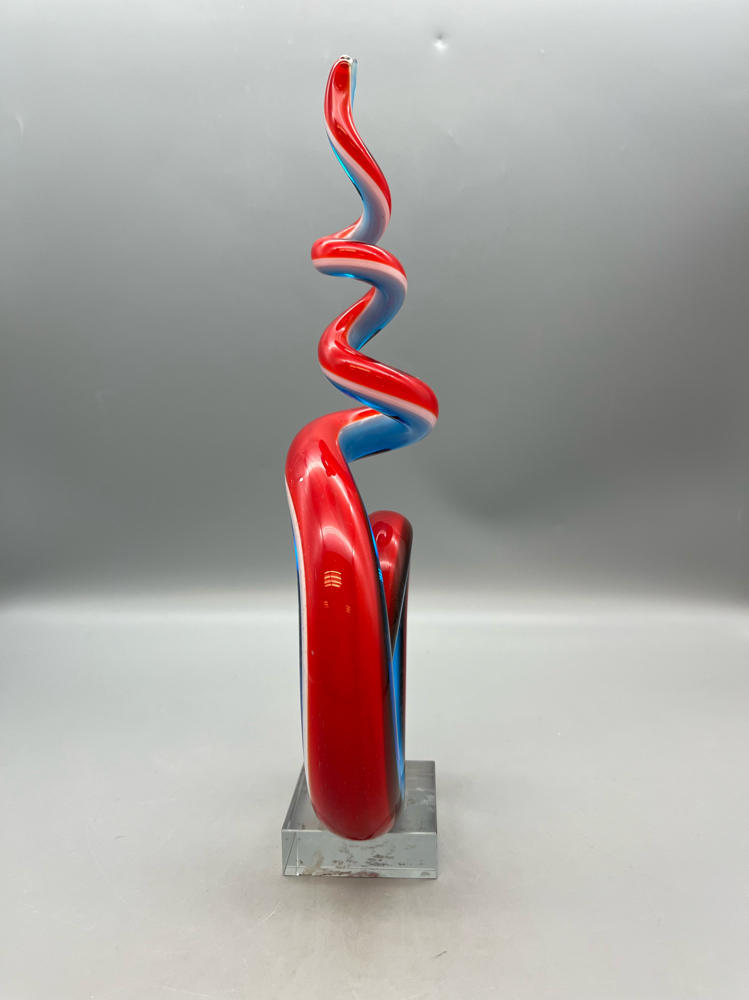 Murano Glass “Swirl” Sculpture Italy c. 1970 Murano Glass sculpture Block Base