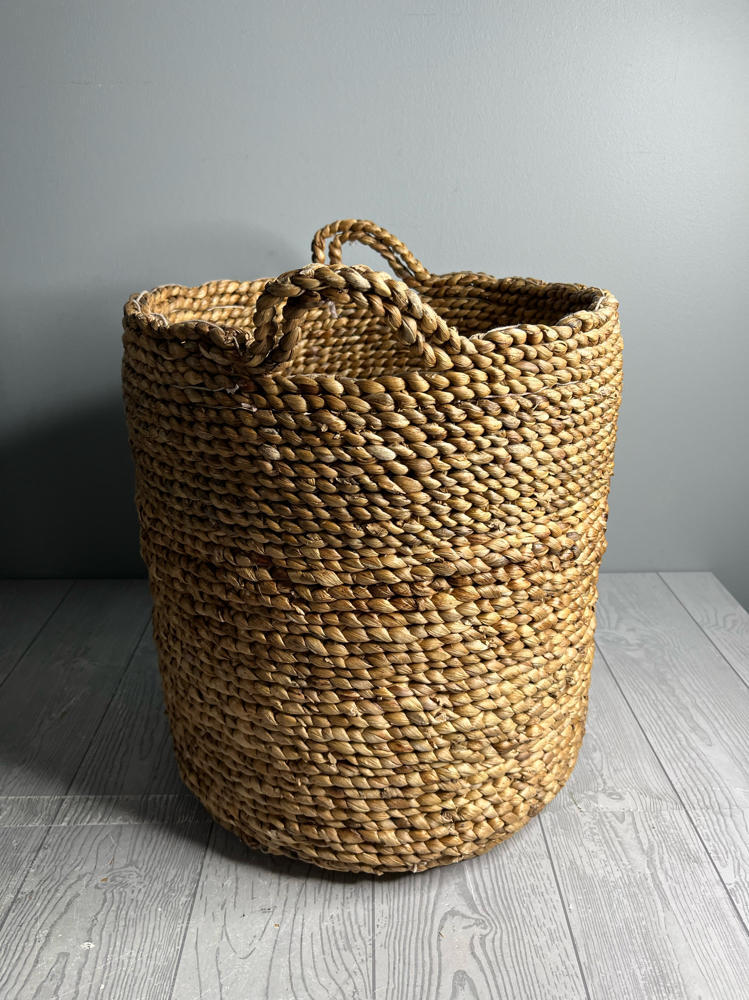 Hand Woven Braided Baskets Classic Shape Double Braided Handles Natural Decor