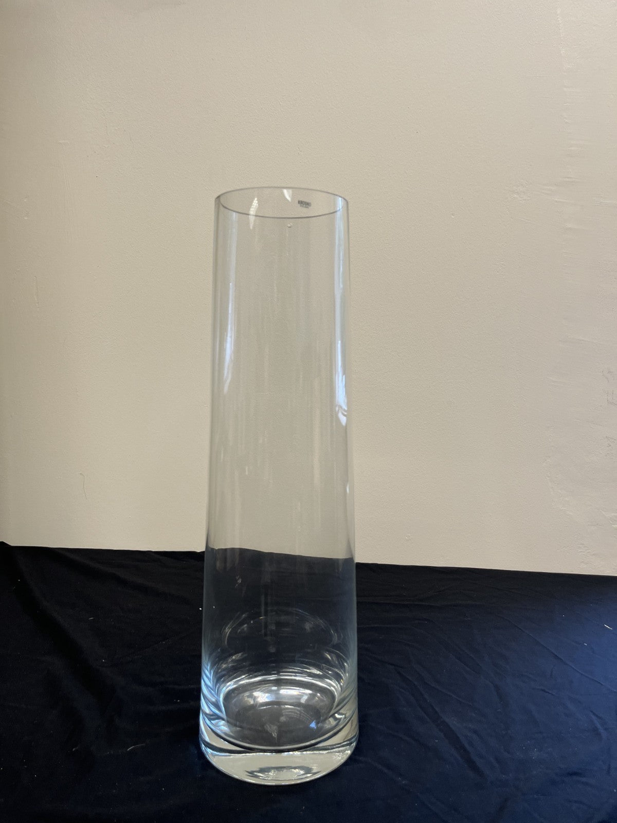 Vintage Pair of 20" Krosno Poland Stamped Large Clear Glass Vases