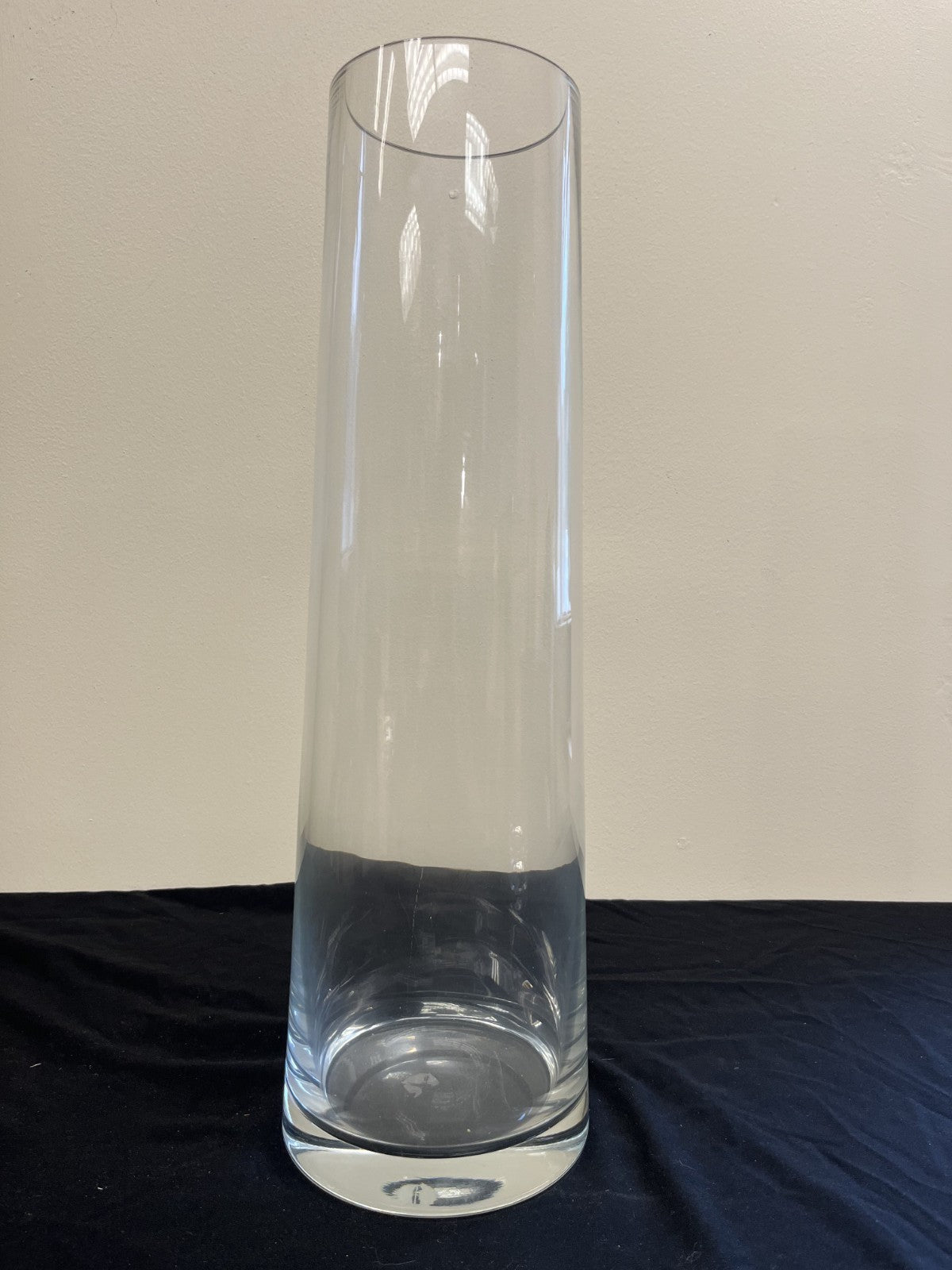 Vintage Pair of 20" Krosno Poland Stamped Large Clear Glass Vases
