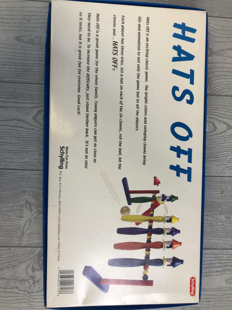 Vintage "Hats Off" Wooden Clown Pins Bowling Board Game Schylling Original Box
