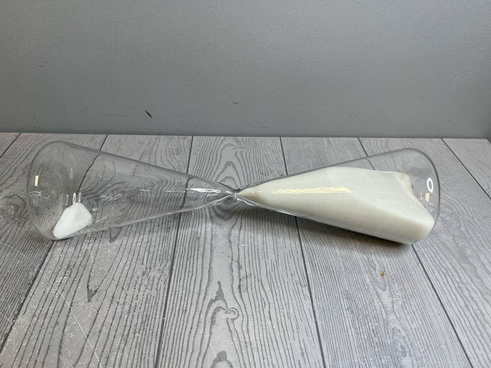 Conical Modern Sand Timer Triangular Hourglass Hand Blown Glass with White Sand