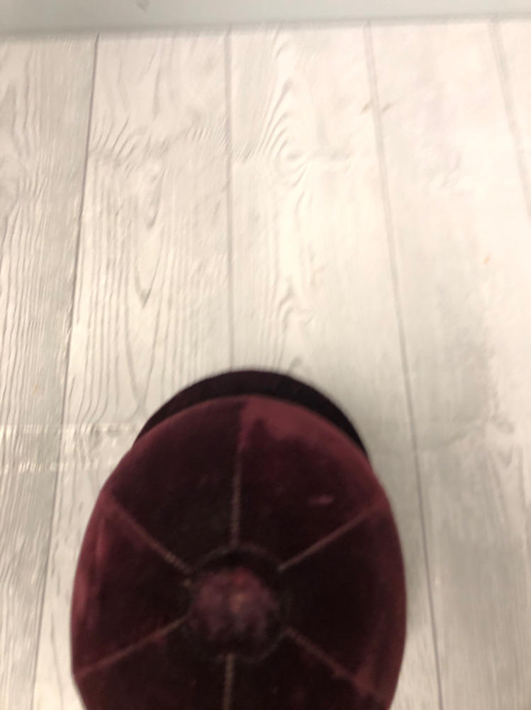 International Riding Helmet Equestrian Burgundy Velvet Adjustable Strapp
