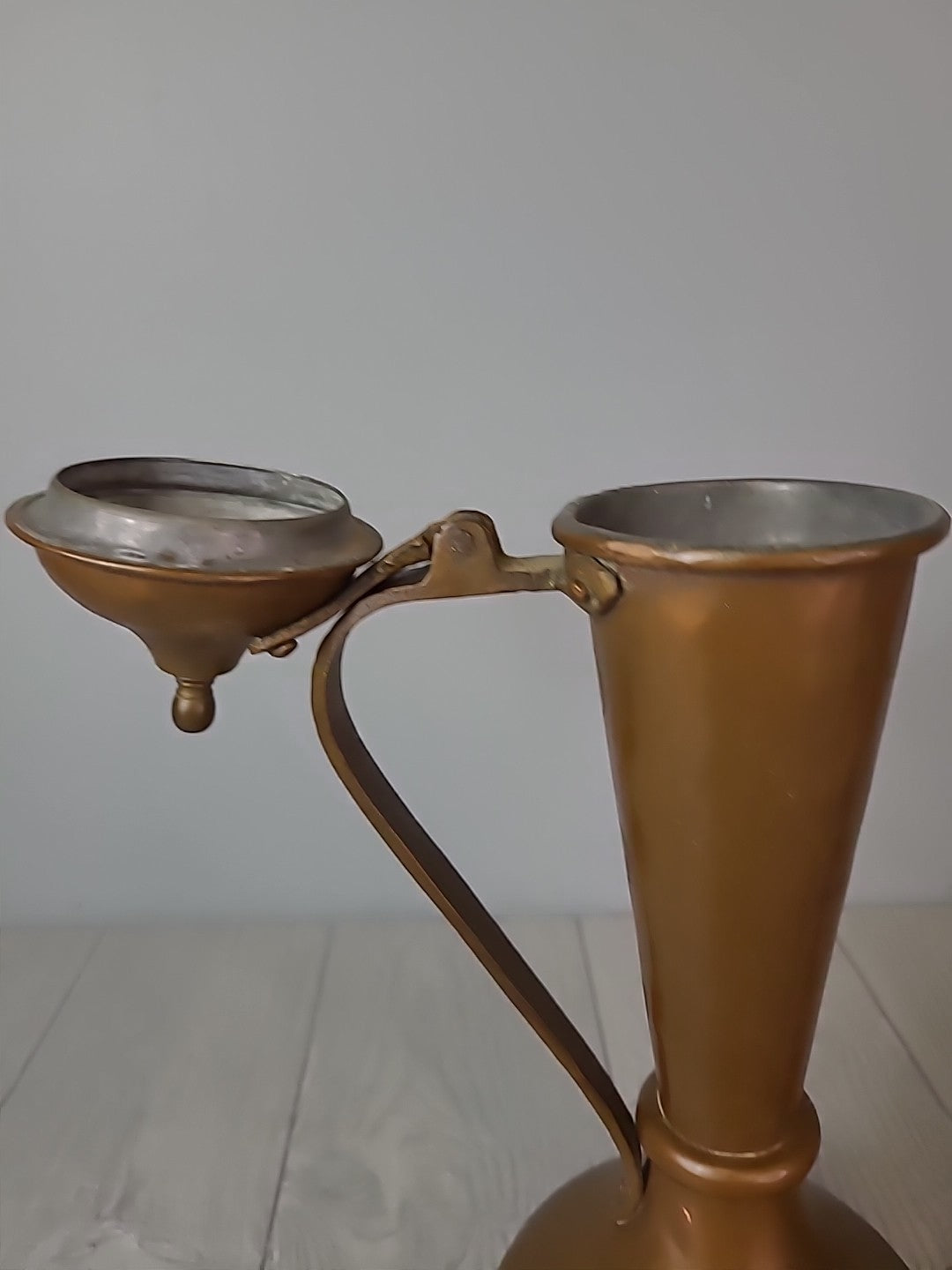 Antique VTG 12.5” Hammered Copper and Brass Tea Pot Turkish Pitcher Coffee Decor