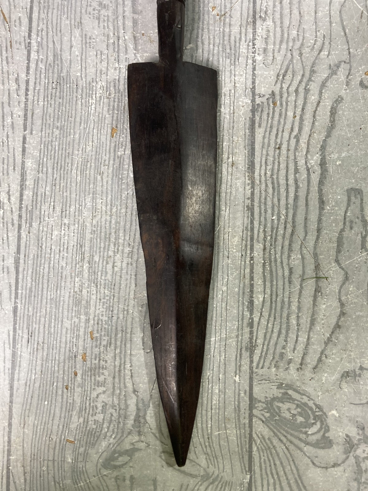 Decorative Hand Carved Wooden Spear with an Elephant on the Handle Side 