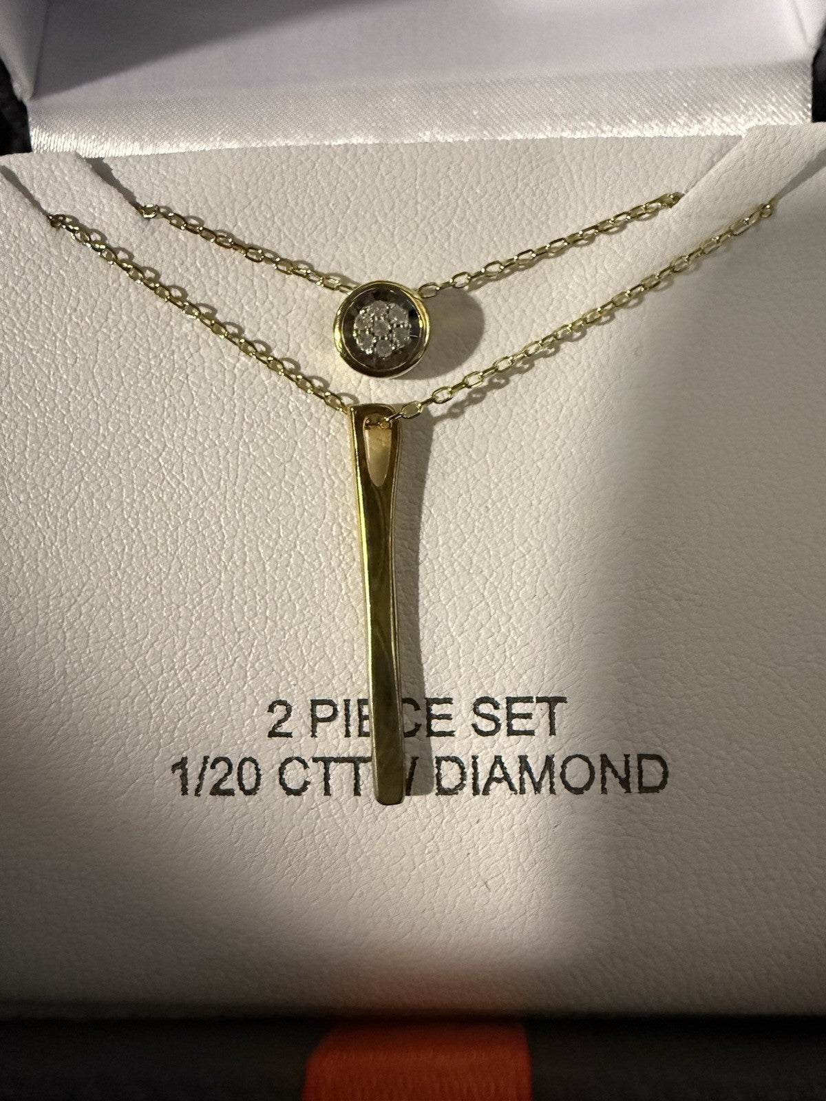 Layered Gold 2 Piece Set 1/20 CTTW Diamond Necklace