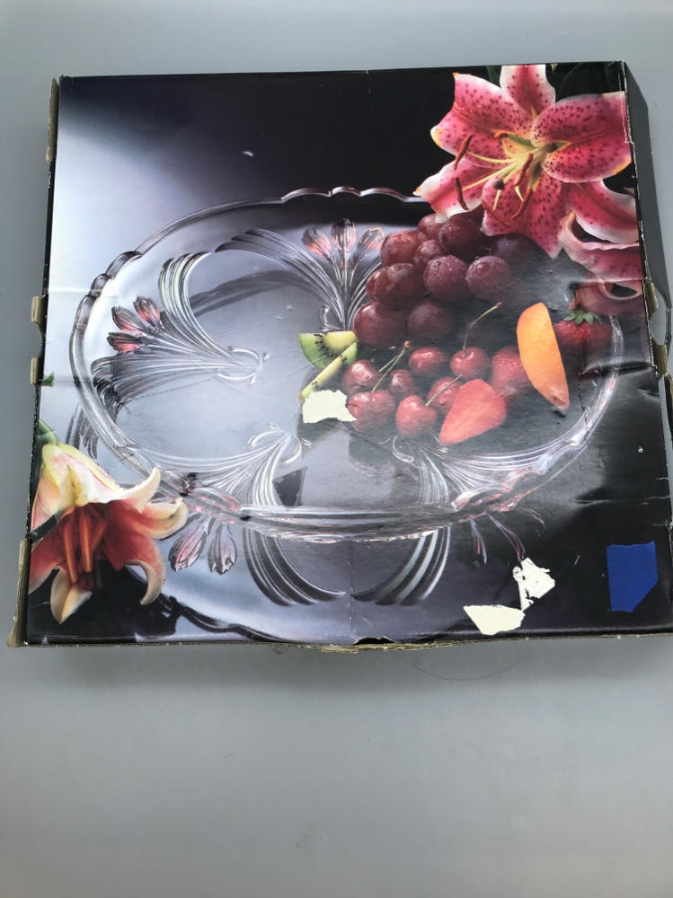 Mikasa French Floral Bouquet 12.5" Round Serving Glass Platter - New in Box