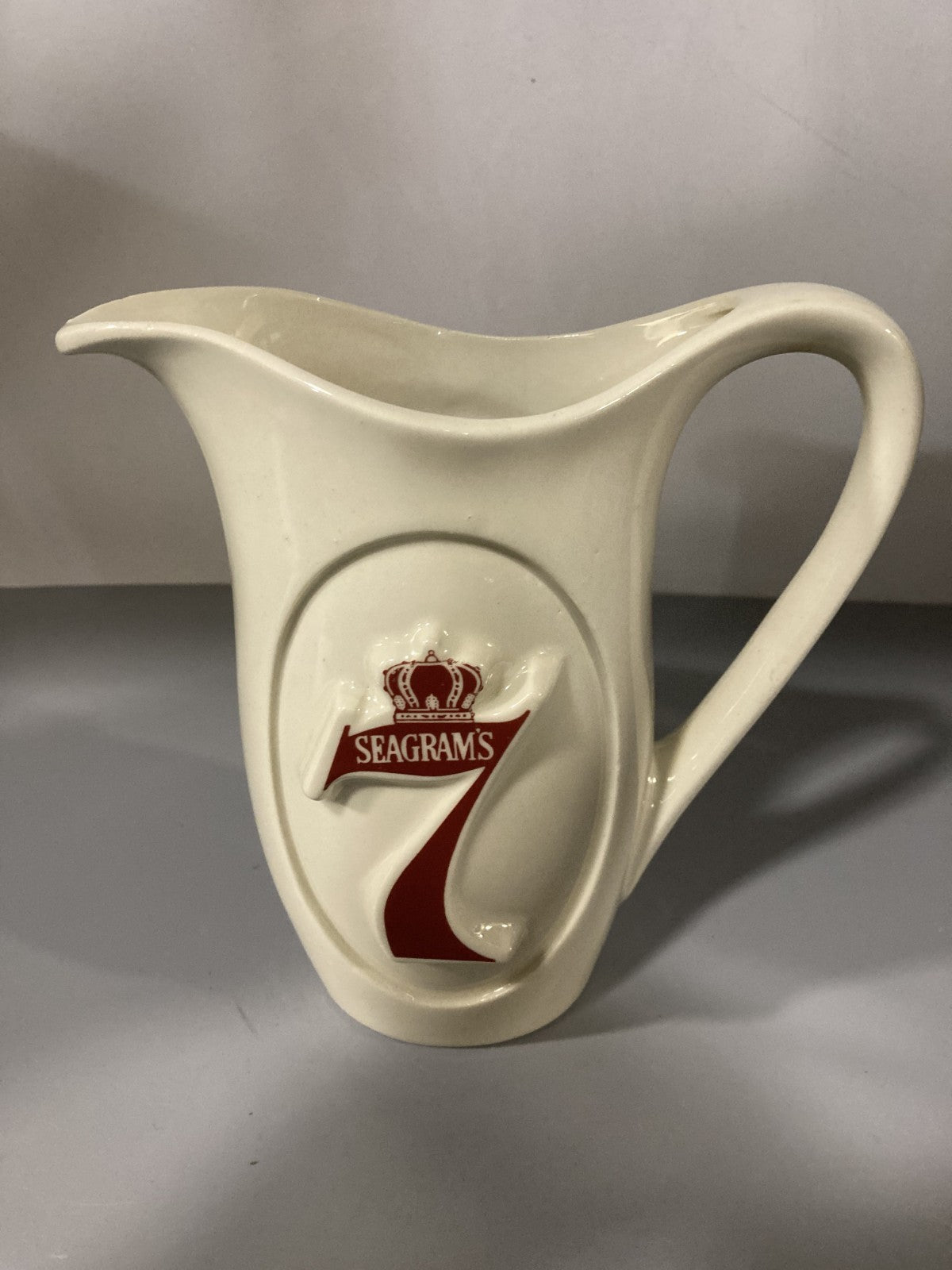 Vintage Collectible Ceramic Liquor Jug/Pitcher Seagram's #7 with Crown Logo 