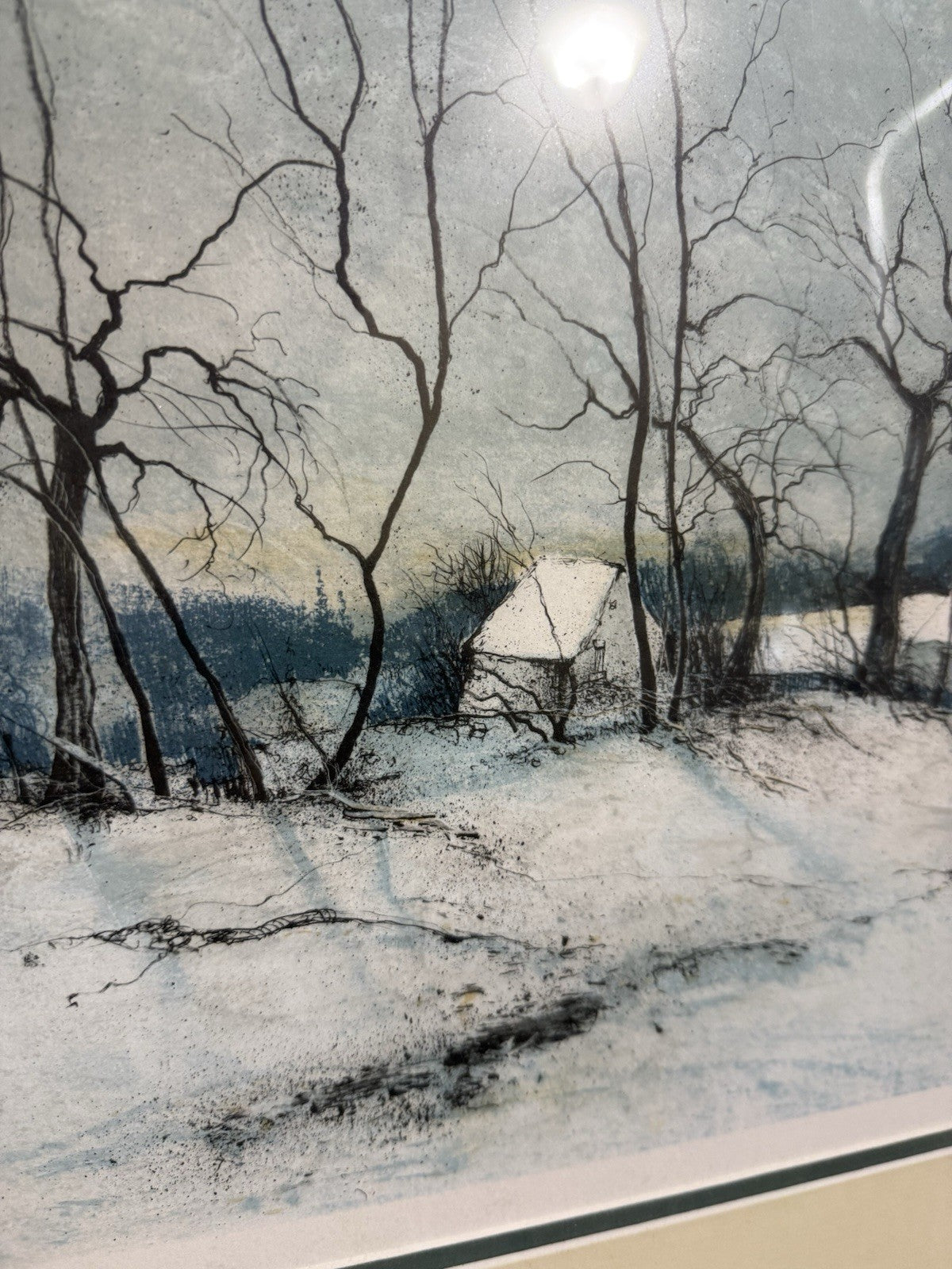 Winter Scene In Style of French Artist Jacque Lanelle Signed Artist’s Proof