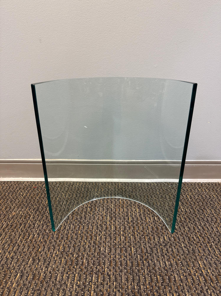 Mid Century Modern Style Glass Coffee Table - 2 Half Circle Bases - 1 Glass Top