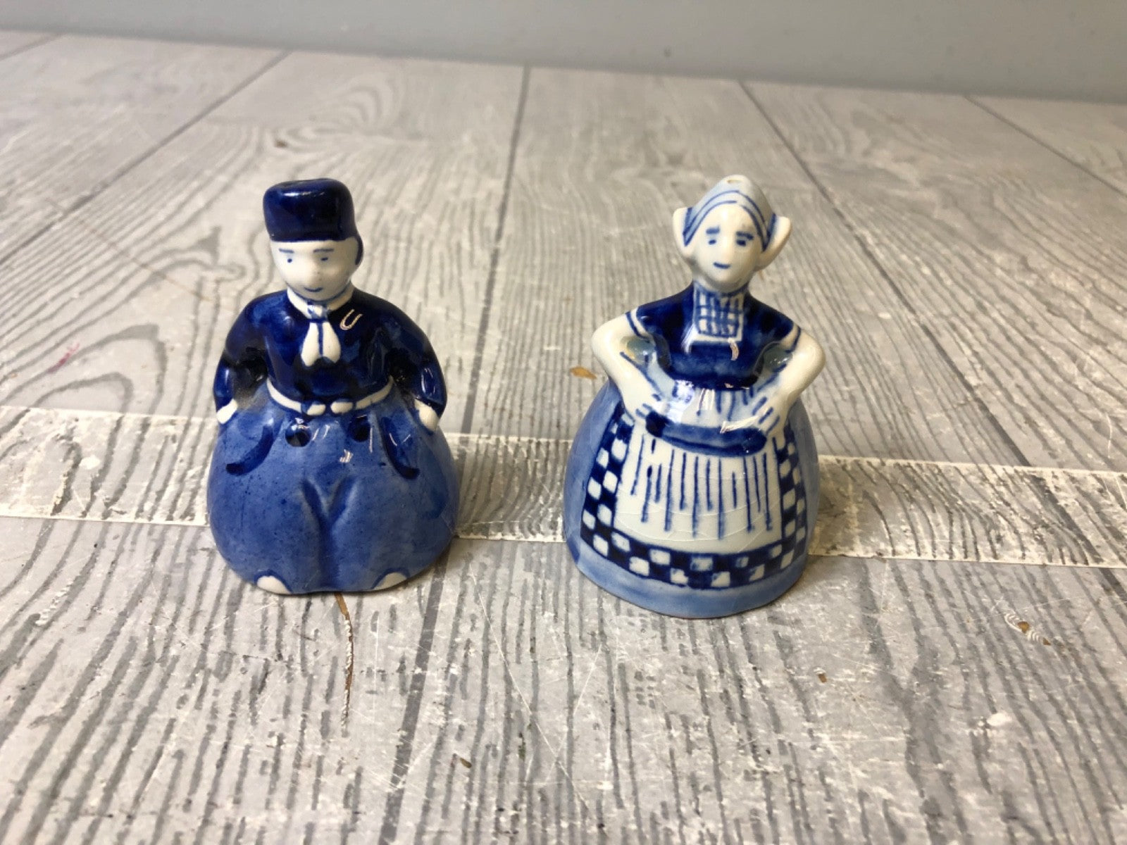 Vintage Delf Holland Ceramic Man and Woman Hand painted Salt and Pepper Shaker