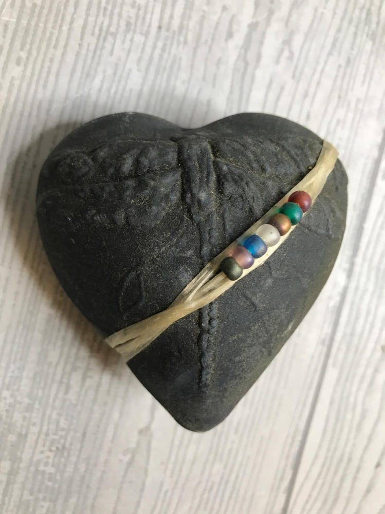 Vintage Handmade Pottery Raku Heart Rattle Meditation Sinew Wrap Beads Japan