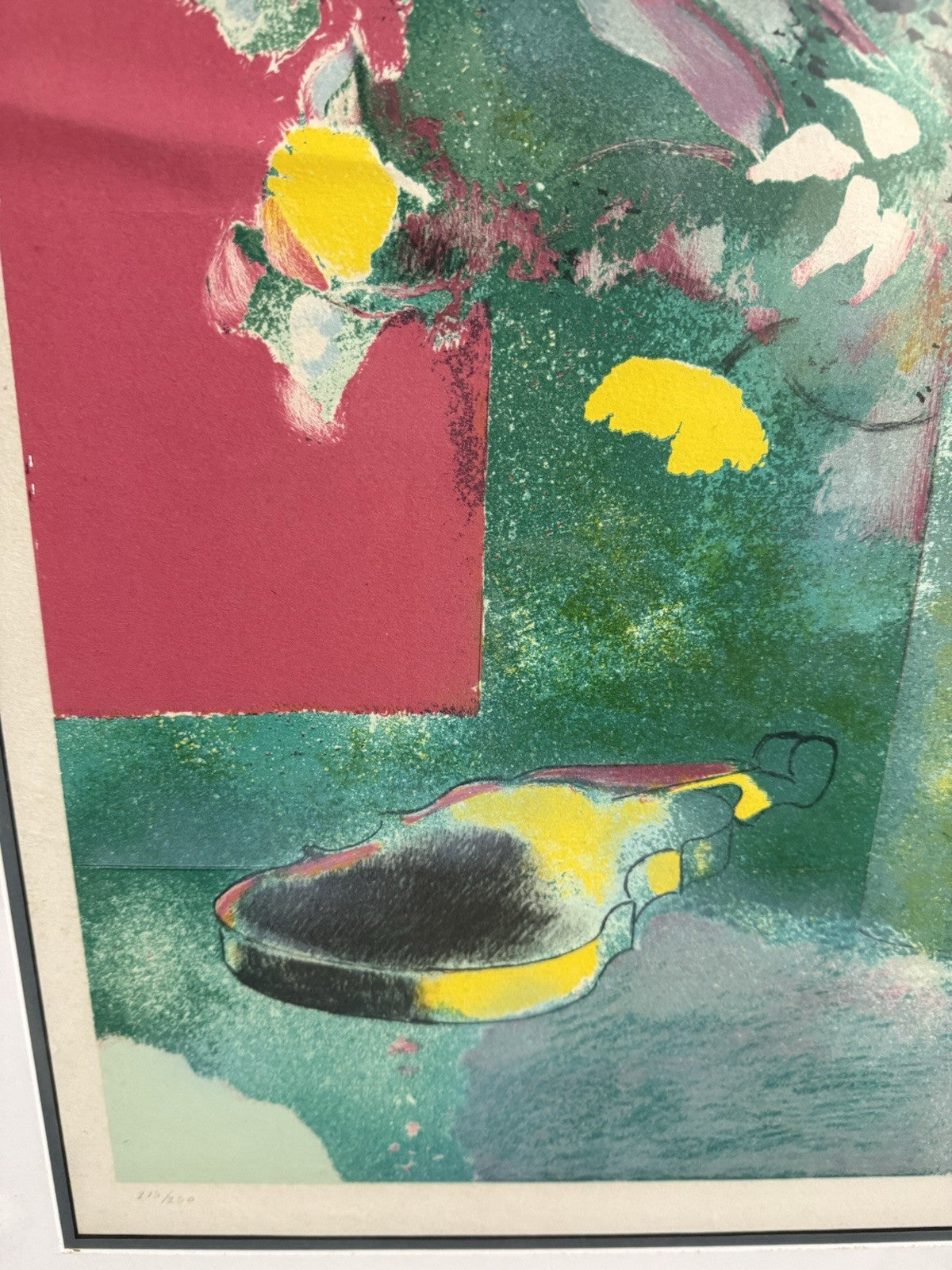 Lithograph in the Style of Paul Guiramand French Flowers, Violin, and Horses
