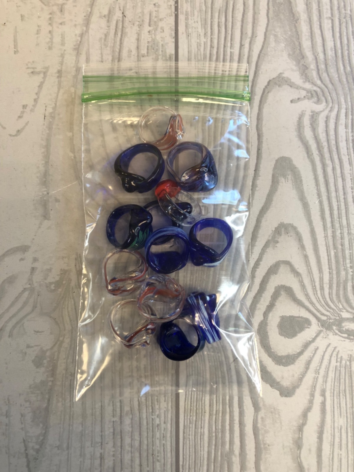 Lot of Colorful Glass Costume Rings - 76.75 grams of Glass Rings