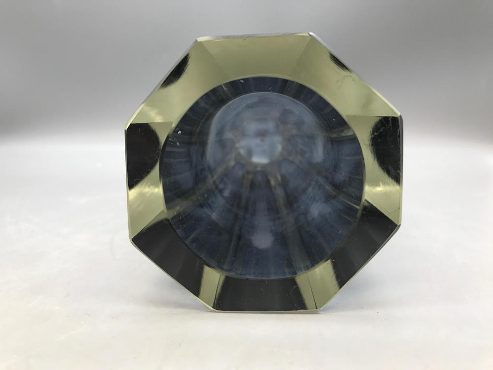 70s Fabio Poli Like Hexagonal Glass Vase in Blue