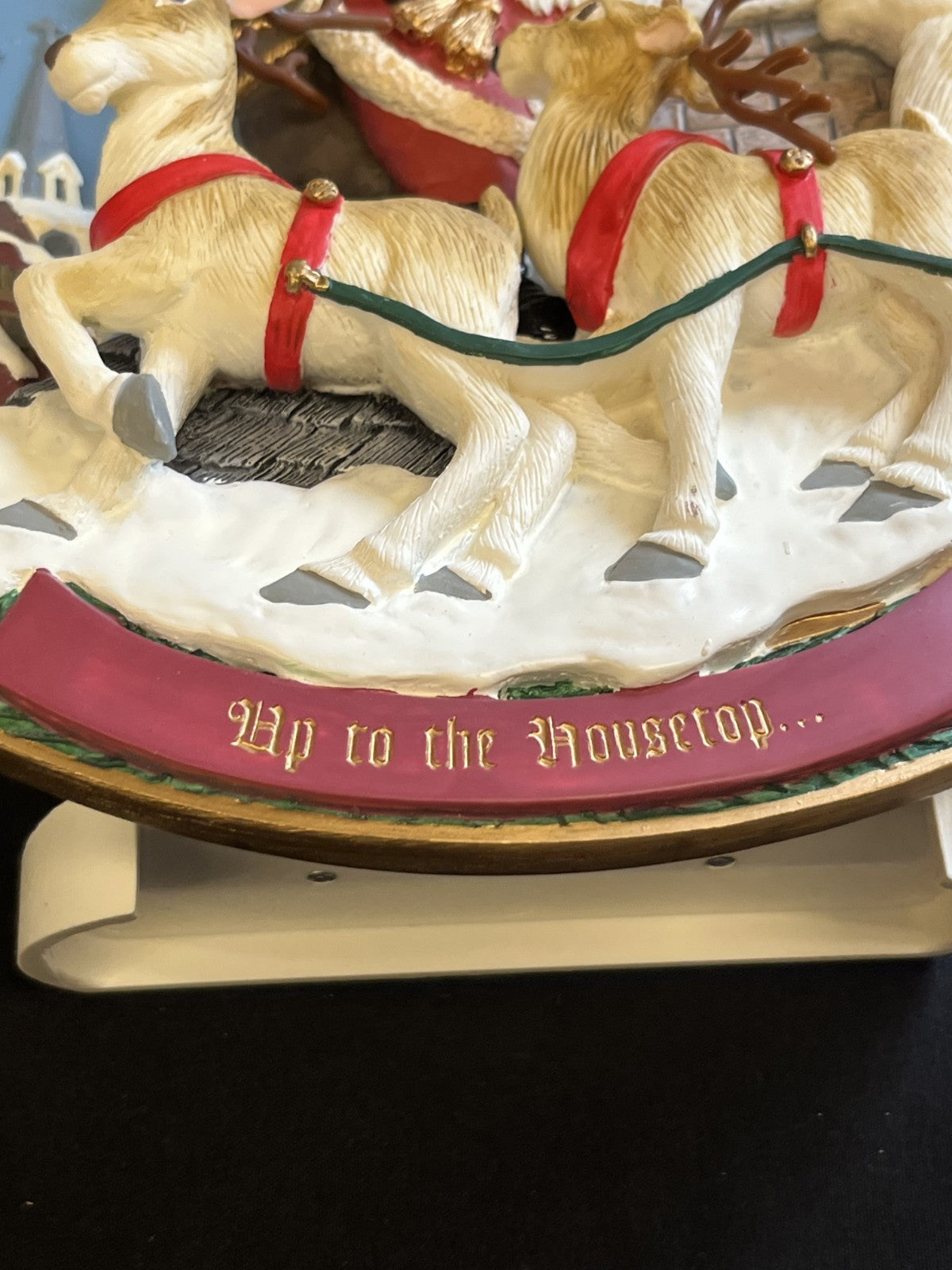 Vintage 3D Bradford Exchange "Up to the Housetop" Lighted Christmas Plate