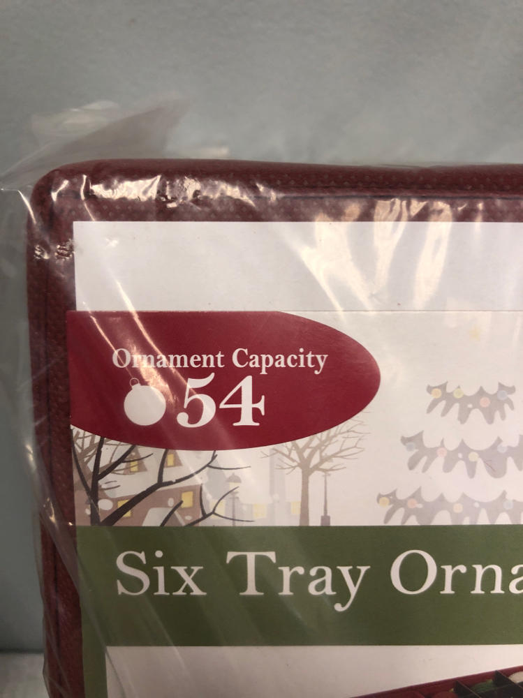 612 Vermont Under Bed Ornament Sturdy Storage Box Holds 54 Ornaments 6 Trays Red