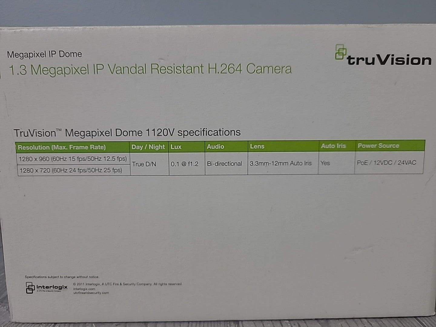Truvision 1.3 Megapixel IP Vandal Resistant Domed H.264 Camera for Day and Night