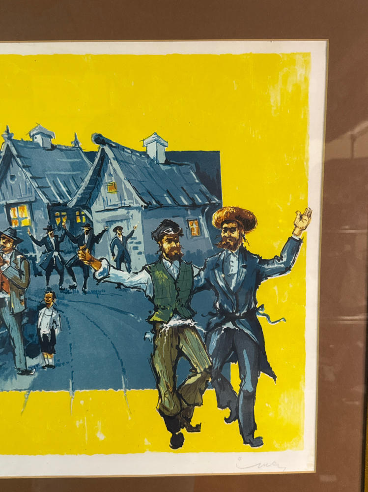 Josef Ijaky Signed Lithograph - Tevye Fiddler on the Roof - Judaica Art Vintage