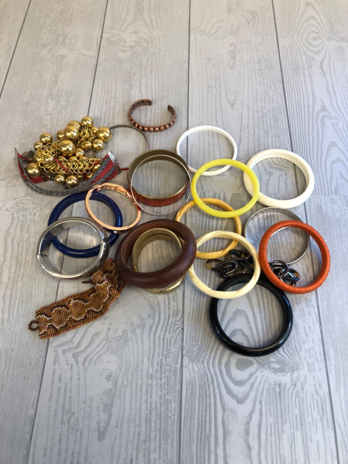 1.2 Pound Lot of Assorted Multicolor Costume Bangles - For Use / Repurposing