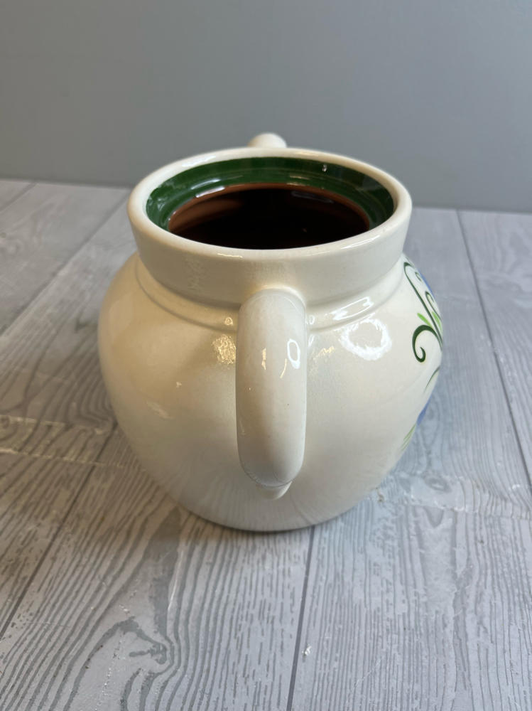 Vintage Stangl Pottery Blue Tulip Lidded Bean Pot Cookie Jar Hand Painted Design