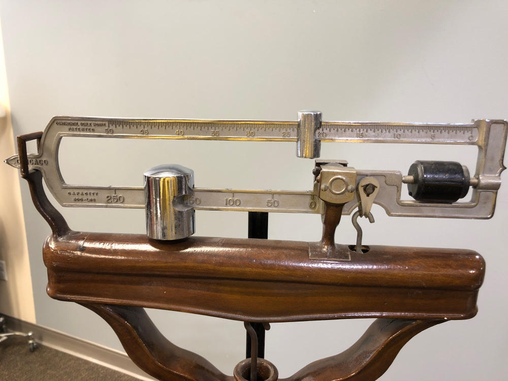 Antique Continental Physicians Painted Grain Steel Medical Scale Ruler Doctors
