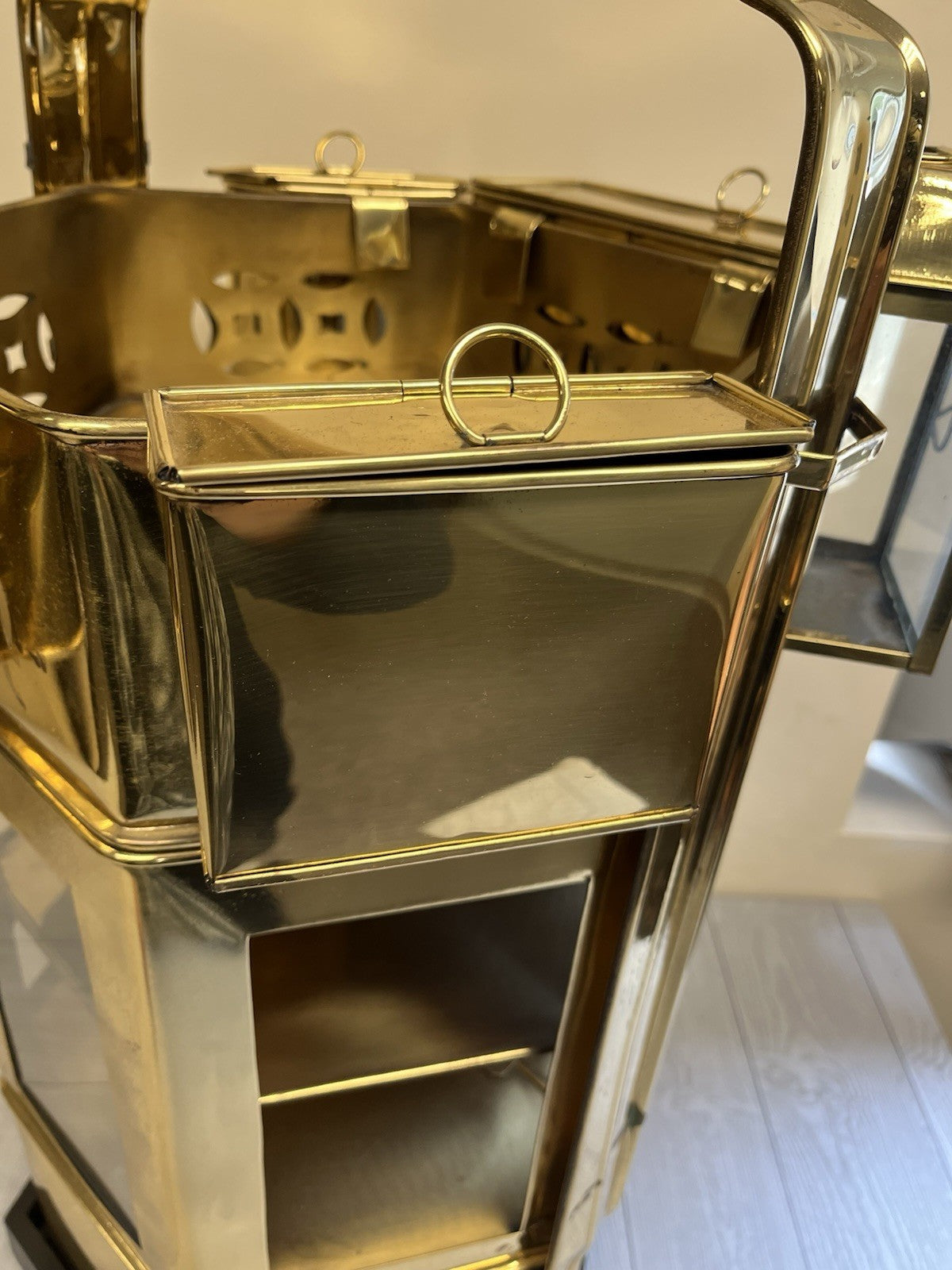 Vintage Asian Brass Street Food Noodle Cart Tiffin Box wt 5 Original Accessories