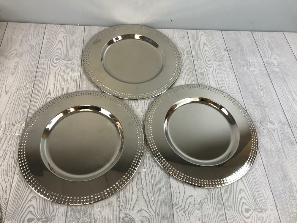 Set of 3 Mikasa Shinny Silver Chaffing Plates - In Original Box - Kitchen Decor