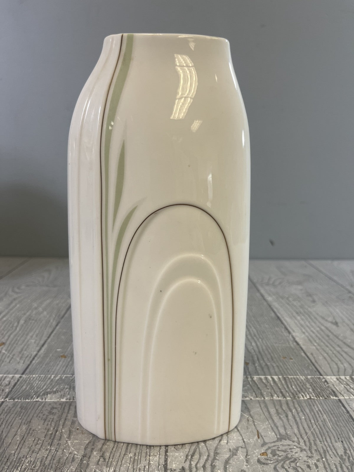 Vintage Royal Doulton Impressions Cypress Vase White with Muted Green Details