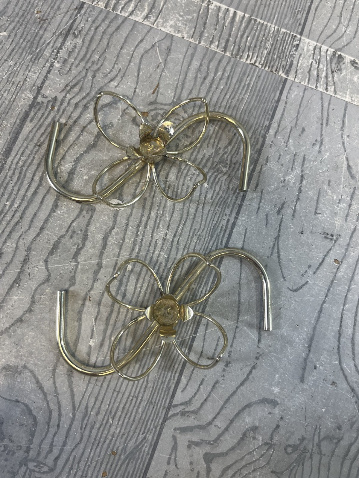 Vintage Metal Wire "Flowers" Candle Holder Set Silver Tone