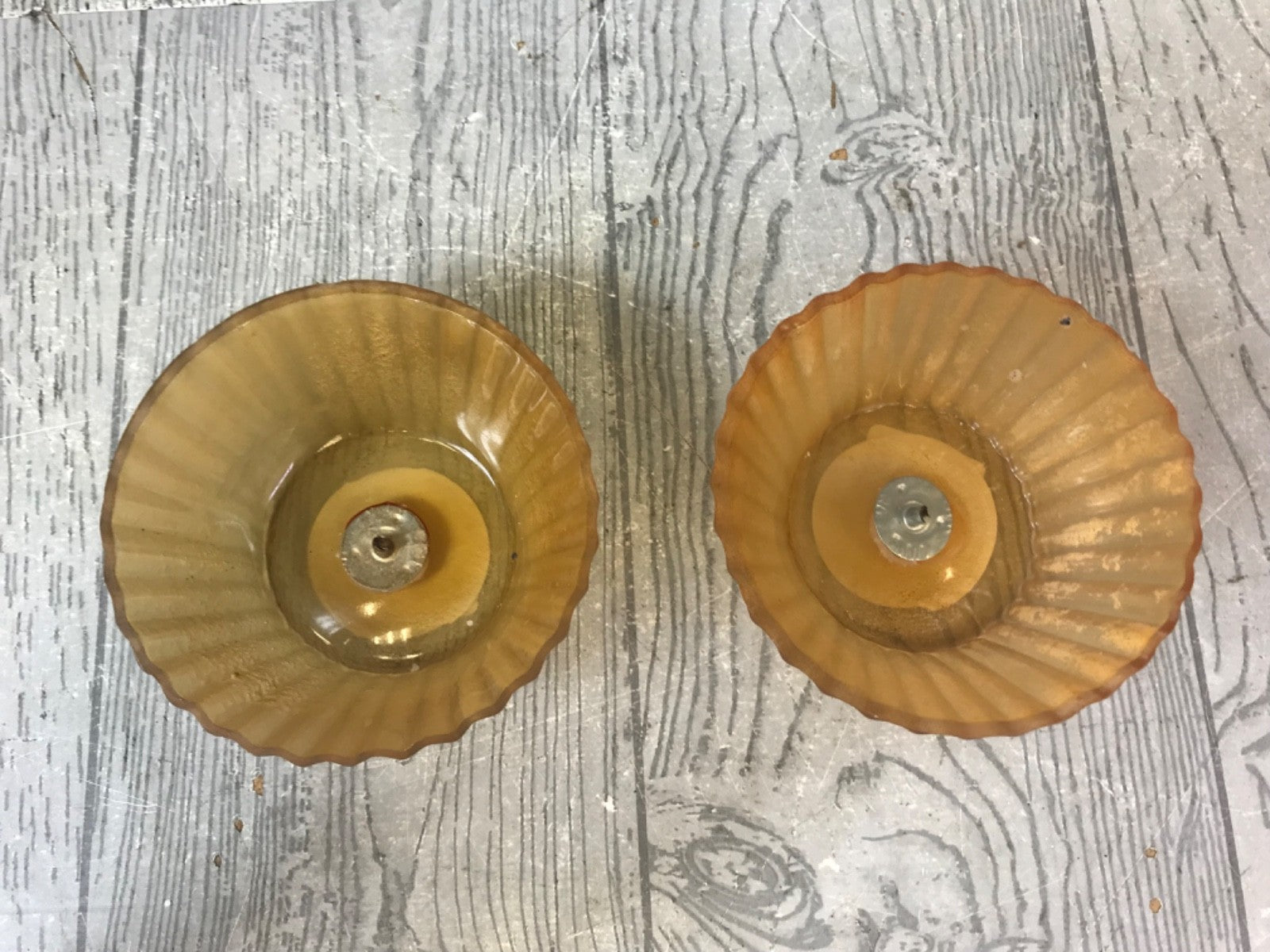 Pair of Green and Pink Anthropologie Cupcake Glass Candle Holders - No Candles