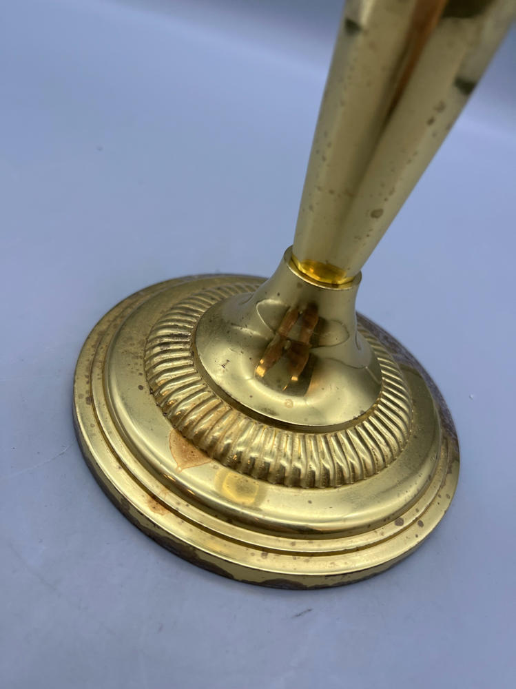 Solid Brass Stiffel Candlestick Detailed Fluted Design on Stem Made In India