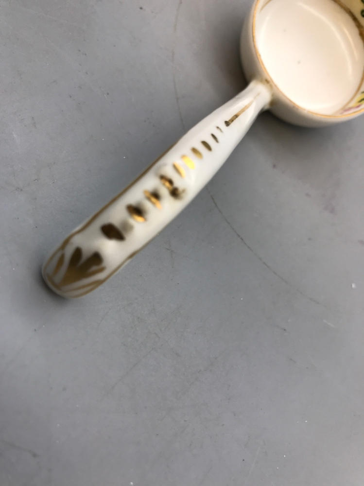 Hand painted 3 Legged Nippon Bowl with Spoon/Ladle