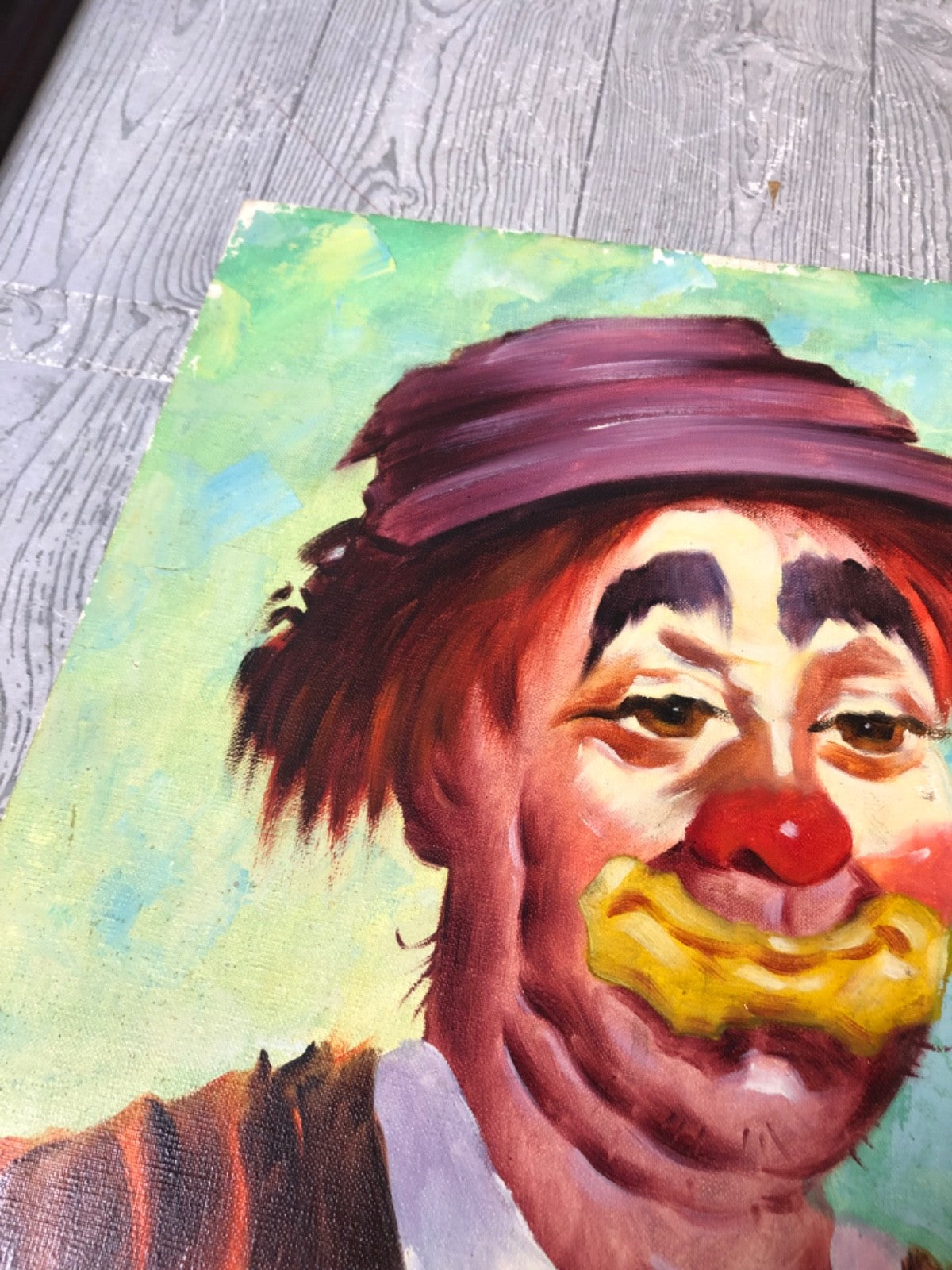 "THE CLOWN " Print Replica by T. Evans - Not Framed - Painting on Canvas