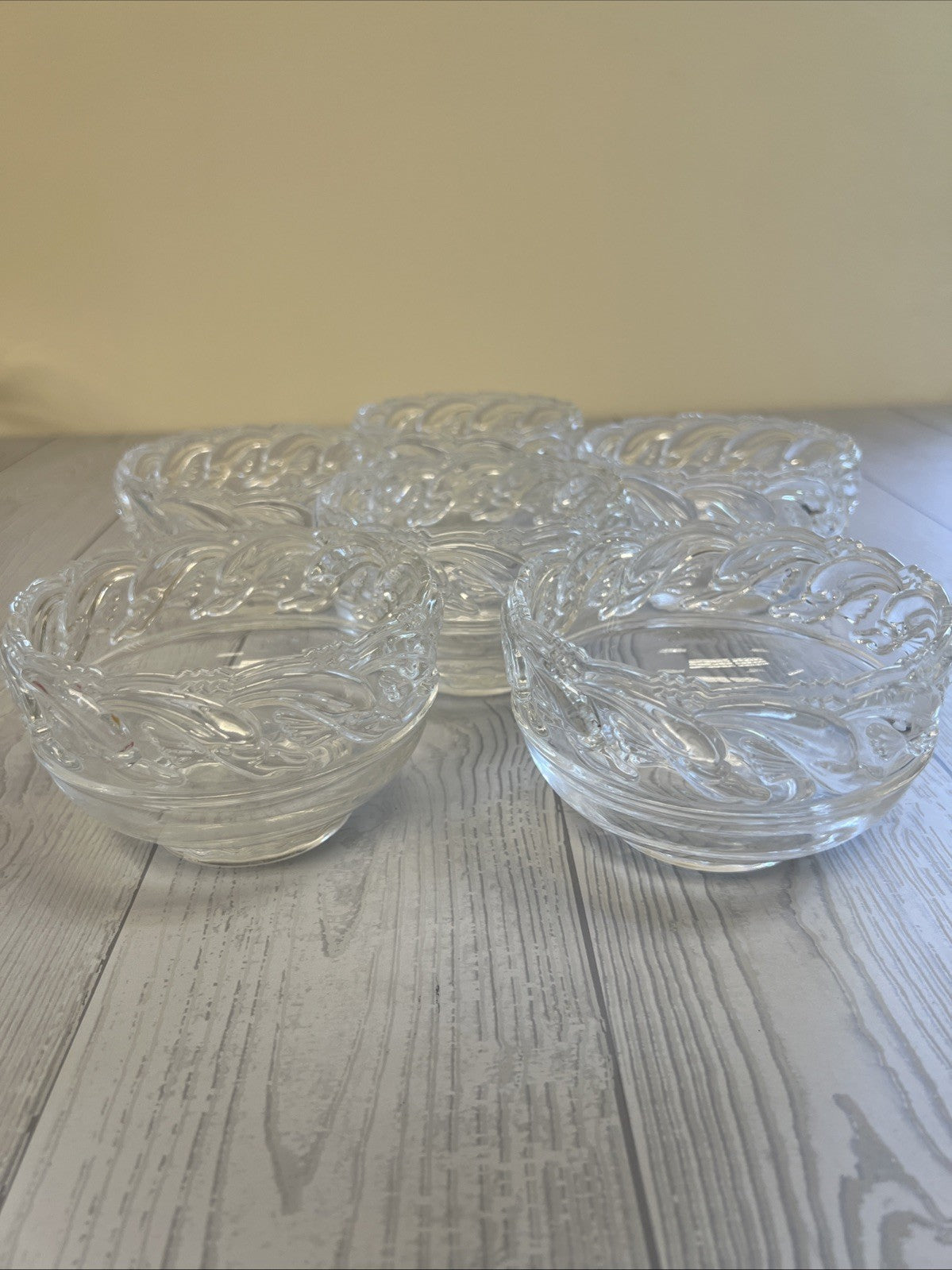 Tiffany & Co. Crystal Bowls Dolphin Ocean Waves Set of 1 8" and 6 5"