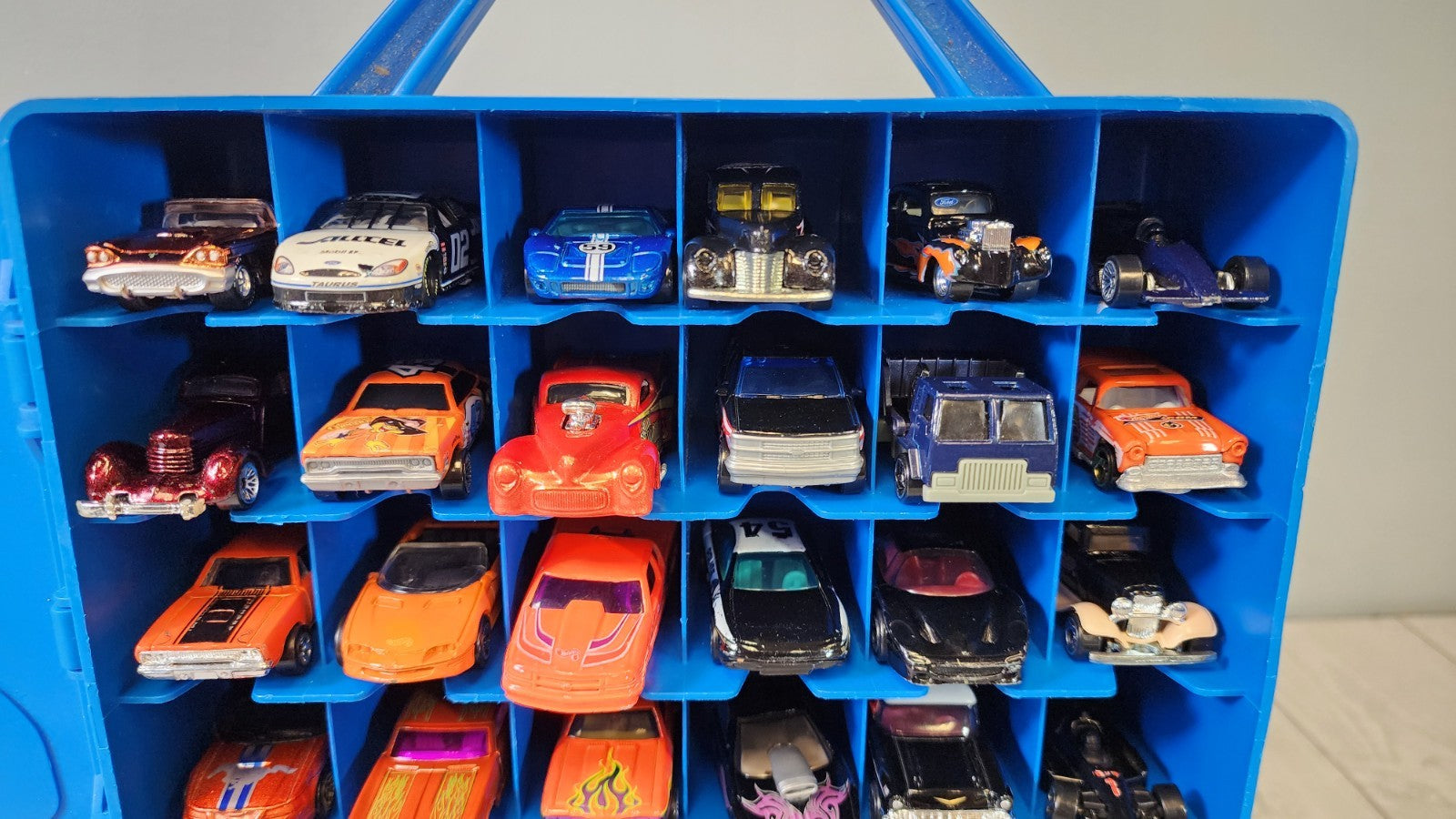 Mattel Hot Wheels Blue 48 Car Carrying Case  Filled with 48 Cars! 2000s (Box 1)
