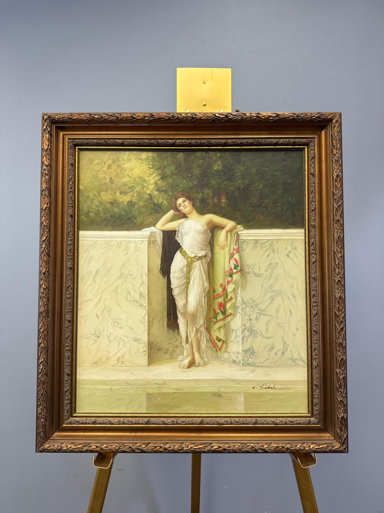 A Classical Beauty Wood Print by William Clarke Wontner - Signed by Artist