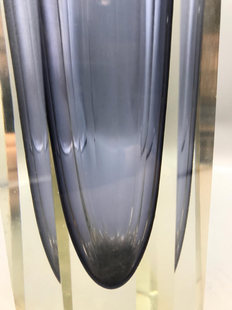 70s Fabio Poli Like Hexagonal Glass Vase in Blue