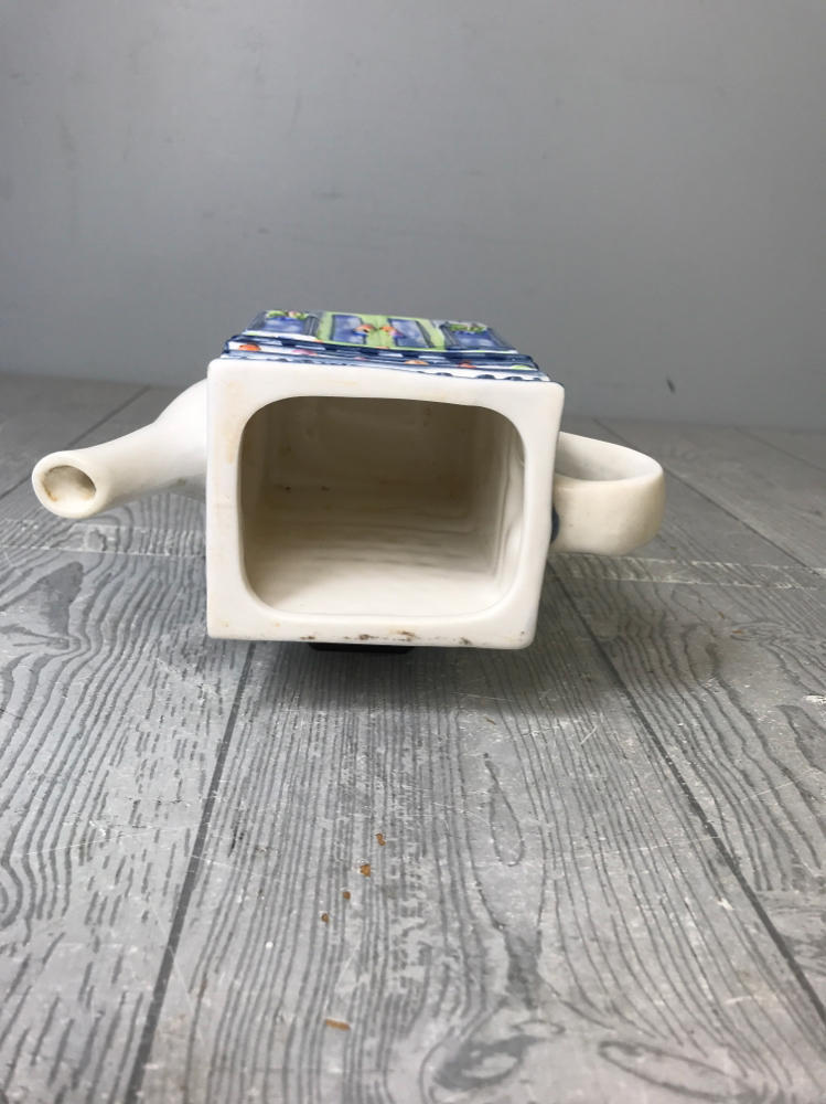 Vintage "Ice Creamery Ice Cream" Store Novelty Teapot -  Blue and White Ceramic