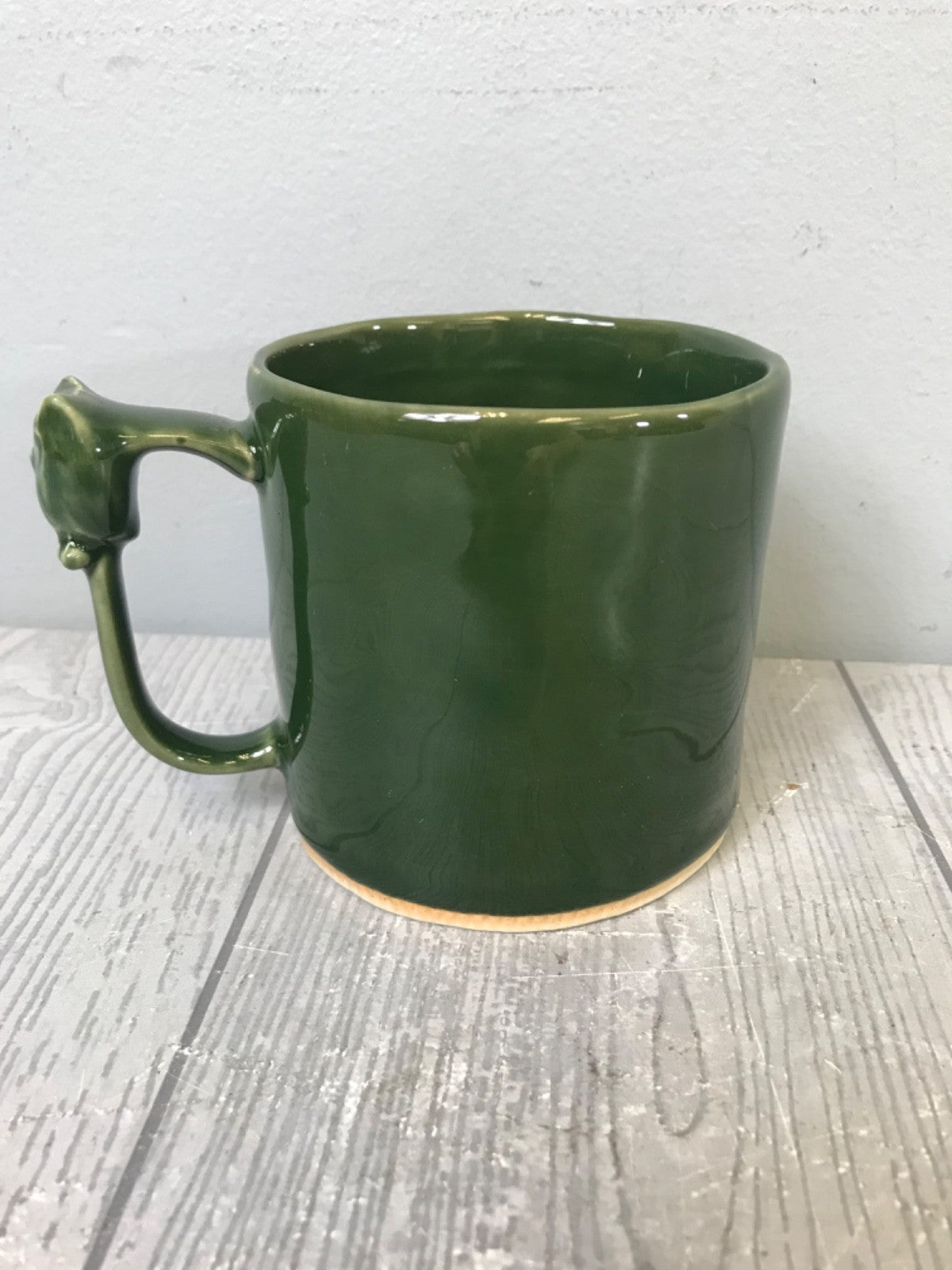 Green Anthropologie Visionary "Thinker" Mug - Green Mug With Owl on Handle