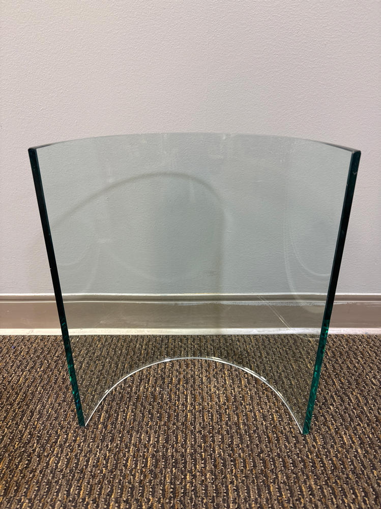 Mid Century Modern Style Glass Coffee Table - 2 Half Circle Bases - 1 Glass Top