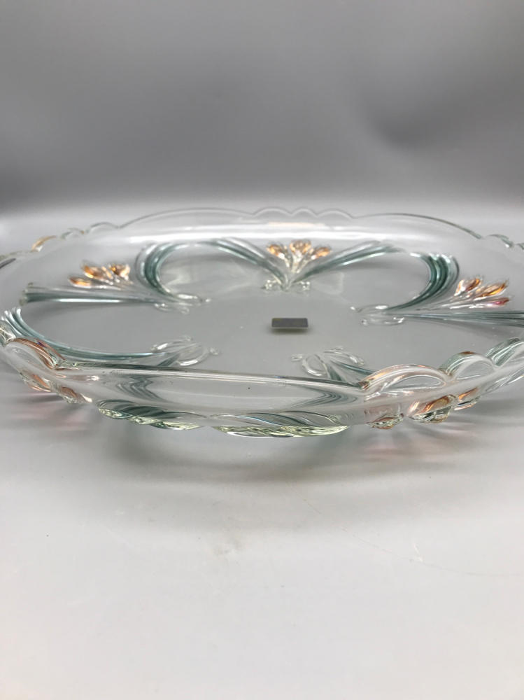 Mikasa French Floral Bouquet 12.5" Round Serving Glass Platter - New in Box