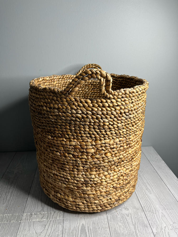 Hand Woven Braided Baskets Classic Shape Double Braided Handles Natural Decor
