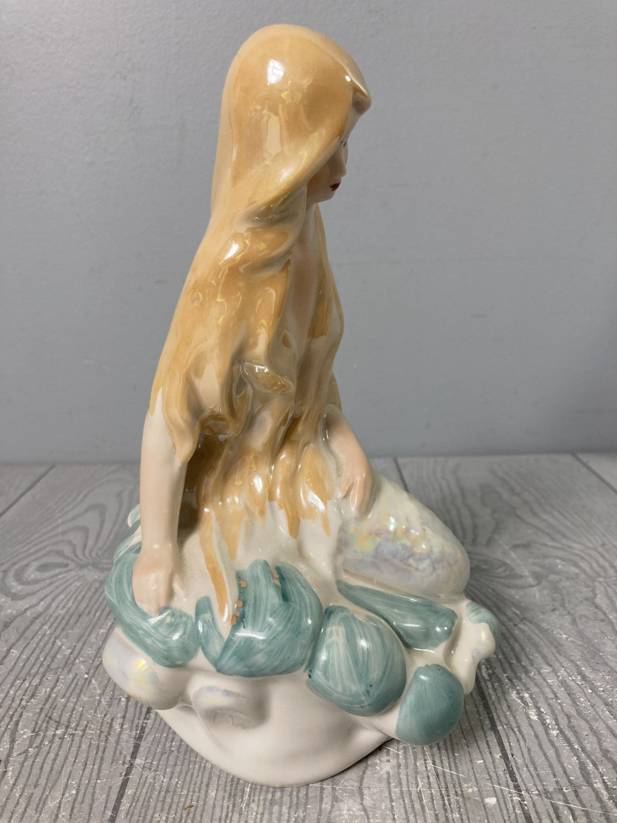 Vintage 70-80s Soviet Porcelain Figurine Mermaid With Pastel Tail Kyiv Kiev