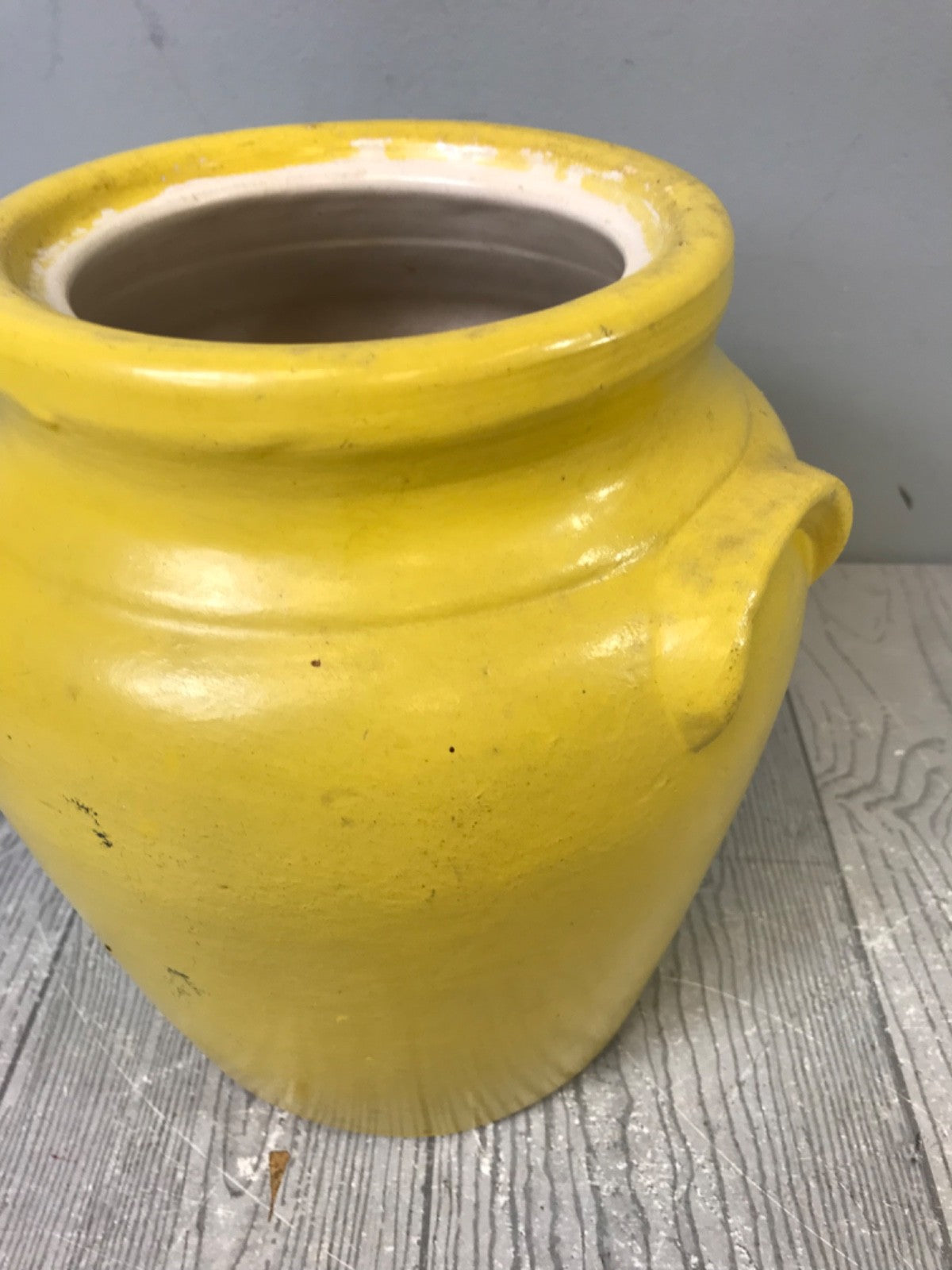 Ransburg Cookie Jar circa 1930s Hand-Painted Floral on Yellow Clean Vintage