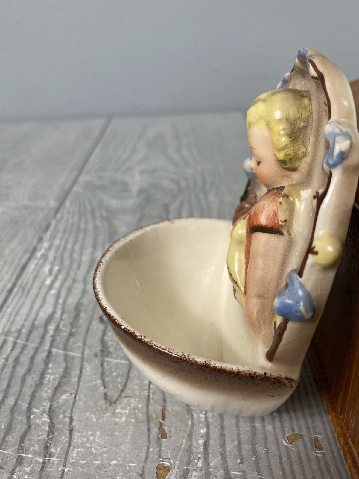 RARE!!! Vintage Hummel Small Holy Water Font Wall Pocket Featuring Angel With Bi