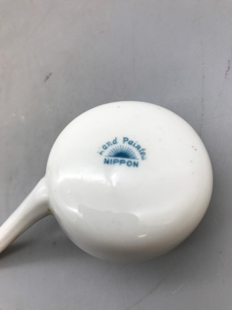 Hand painted 3 Legged Nippon Bowl with Spoon/Ladle