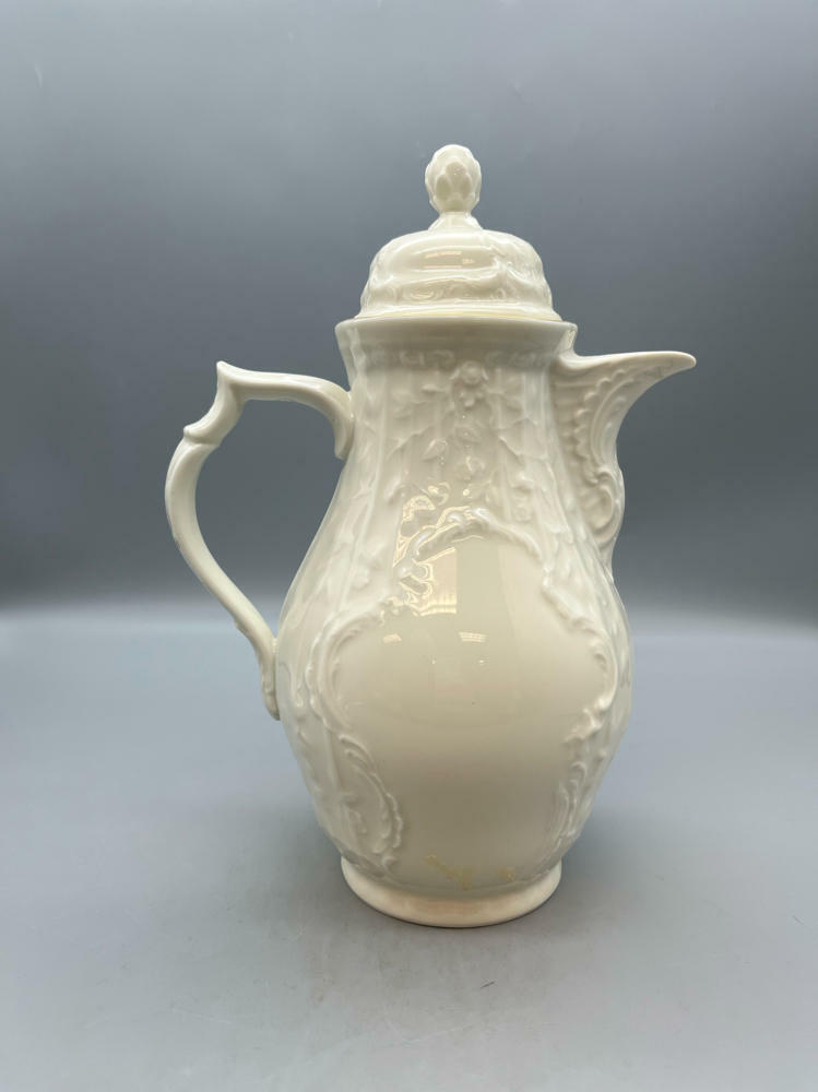 Roseanthal White Coffee Pot Sanssouci Series Gold Trim Germany Embossed Detail